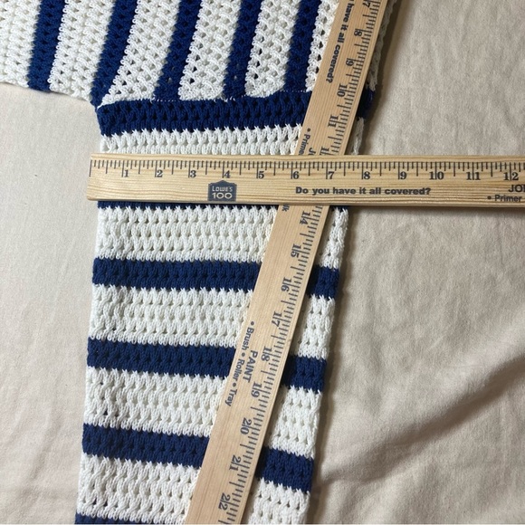 Kerri Rosenthal Smiley Face Sweater with Blue and Yellow Stripes | Anthropologie - Picture 7 of 11